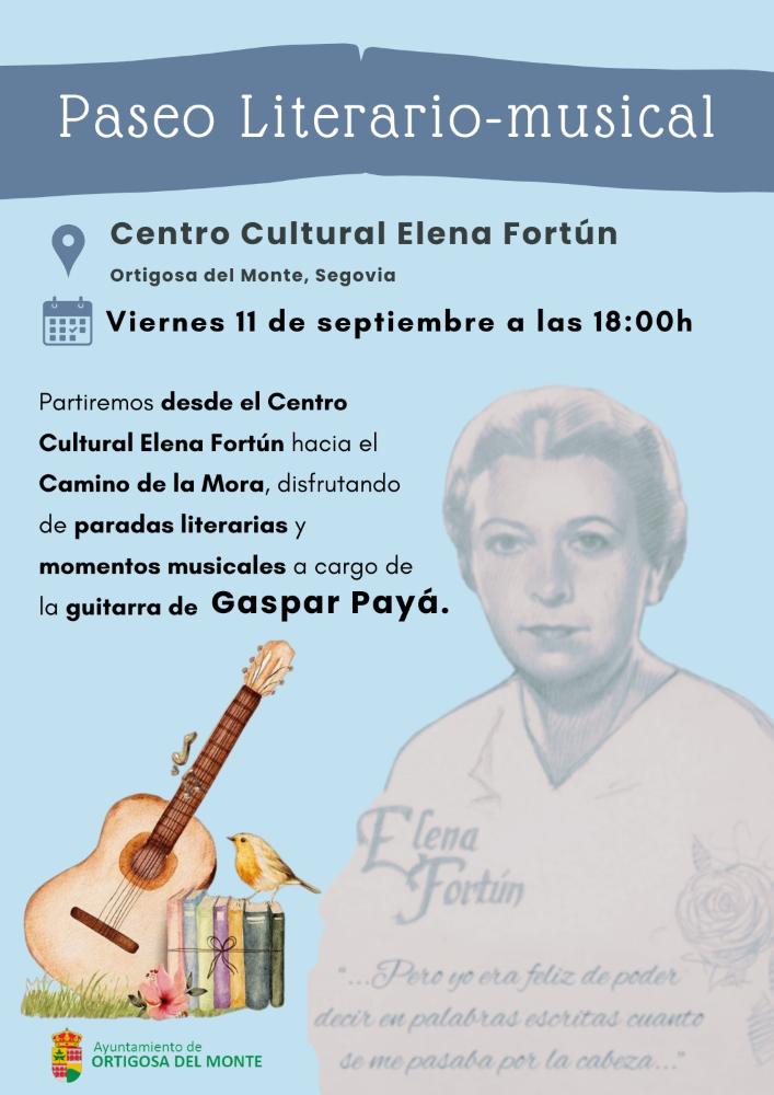 Imagen PASEO LITERARIO MUSICAL. VIERNES 11 DE SEPTIEMBRE, A LAS 18:00 H